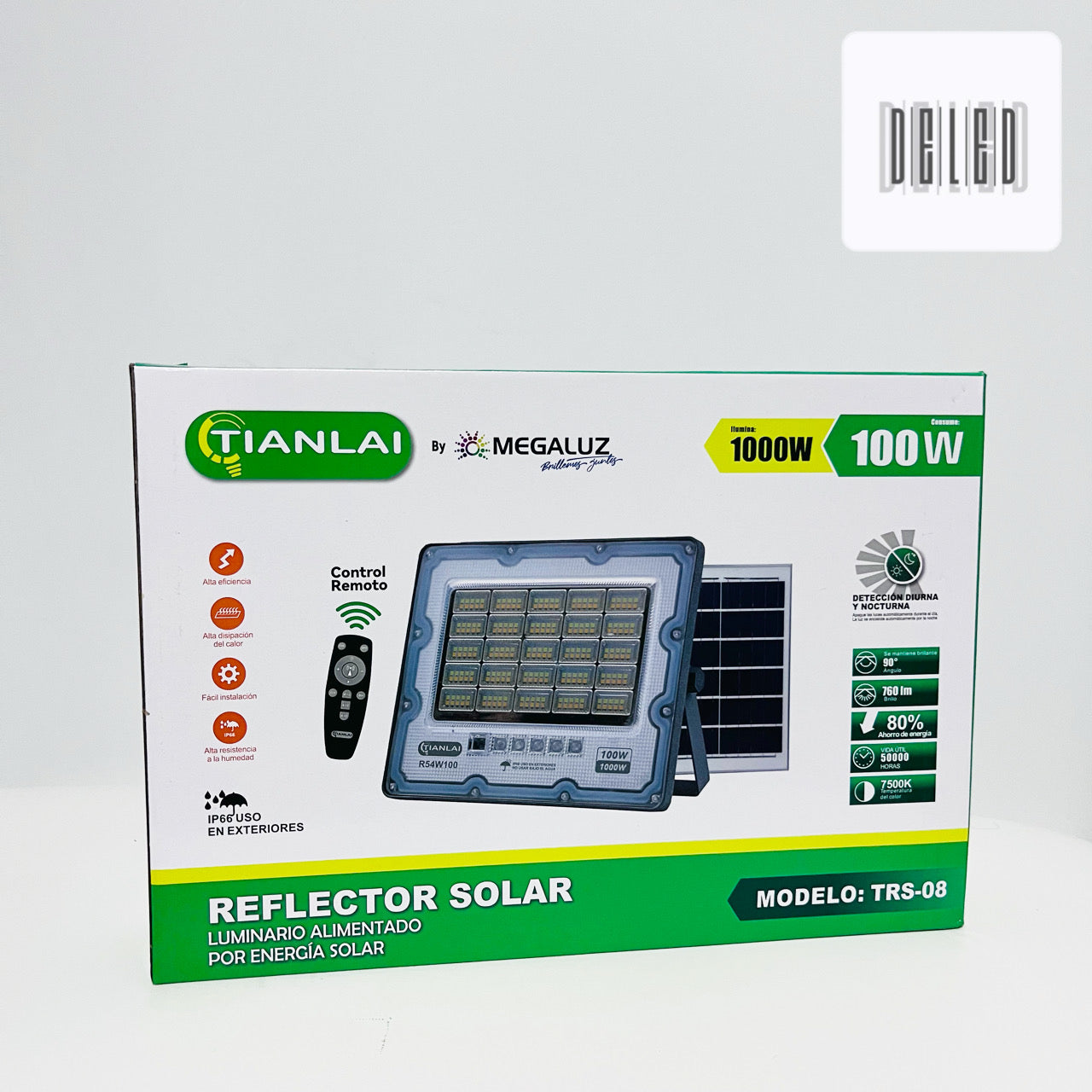 Reflector LED / Lámpara LED Solar 100w con Panel Solar Externo TIANLAI TRS-08