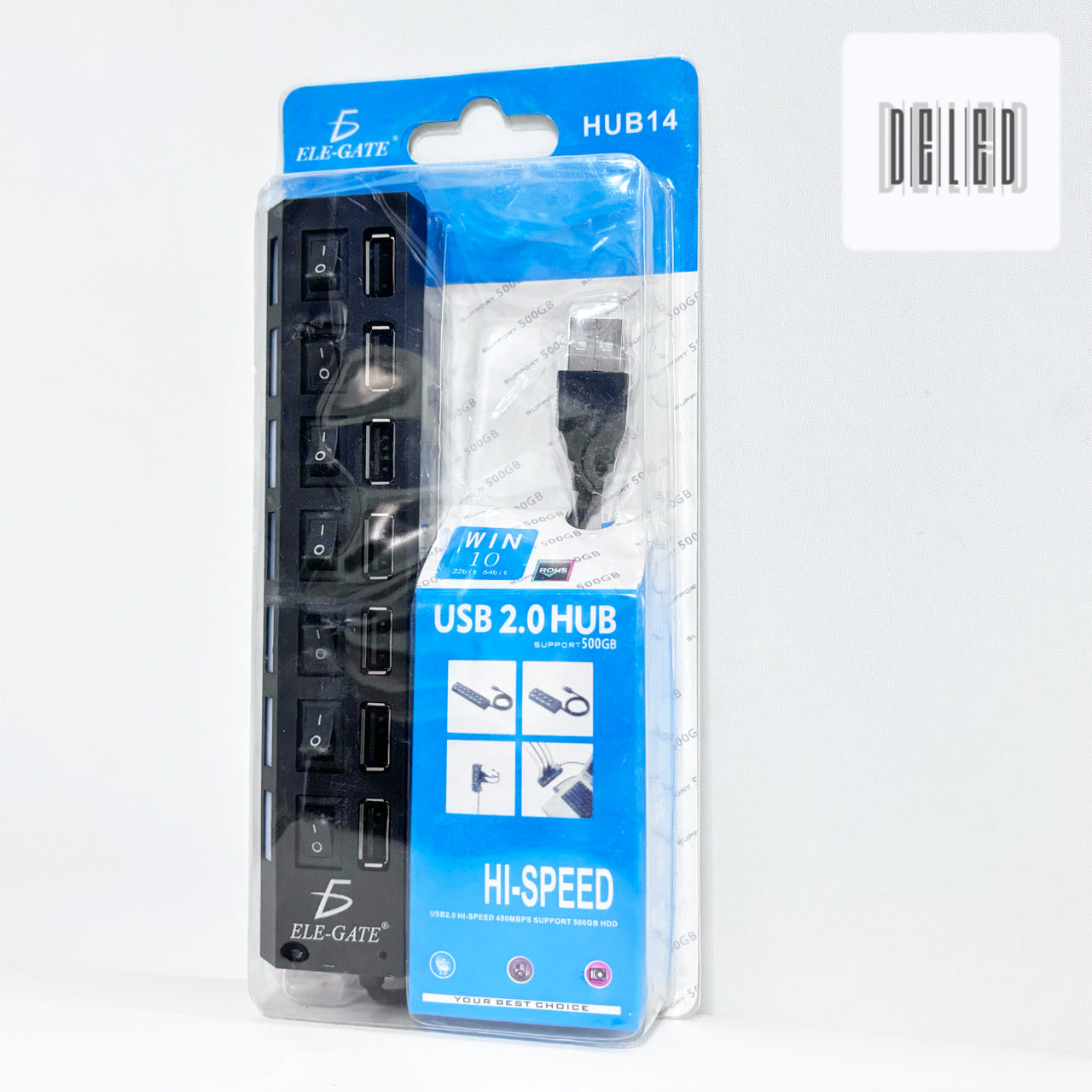 Adaptador Hub de Extensión USB a 9 Puertos USB con Interruptores Multifunción ELE-GATE HUB14