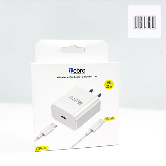 Cargador Completo TURBO con Cable USB-C a USB-C 20w NEBRO VGA-001