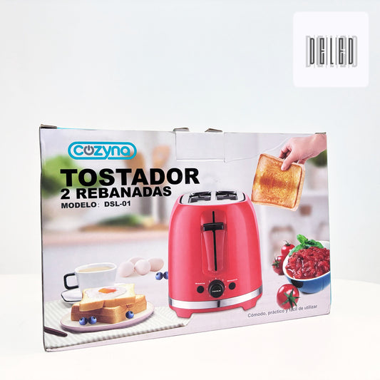 Tostadora Eléctrica para 2 Rebanadas Diseño Color Rojo COZYNA DSL-01