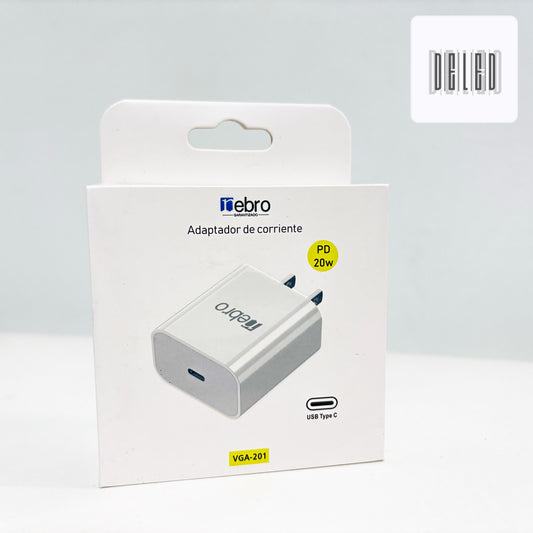 Cubo Cargador / Adaptador de Corriente TURBO Carga Rápida Entrada Tipo C 20w NEBRO VGA-201