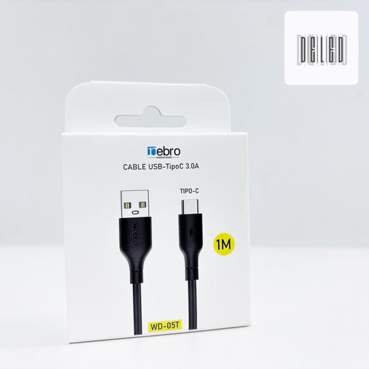 Cable Cargador USB Tipo C 1 Metro Carga Rápida QC3.OA Calidad Original NEBRO WD-05T