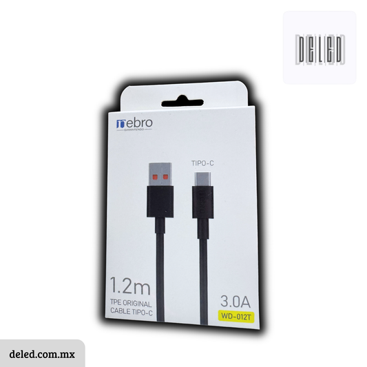 Cable Cargador USB a USB-C Tipo C 1.2 Metros Carga Rápida 3.0A NEBRO WD-012T