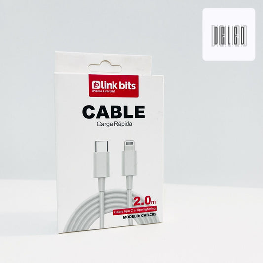 Cable Cargador TURBO USB-C Lightning para iPhone 2 Metros LINK BITS CAB-C05