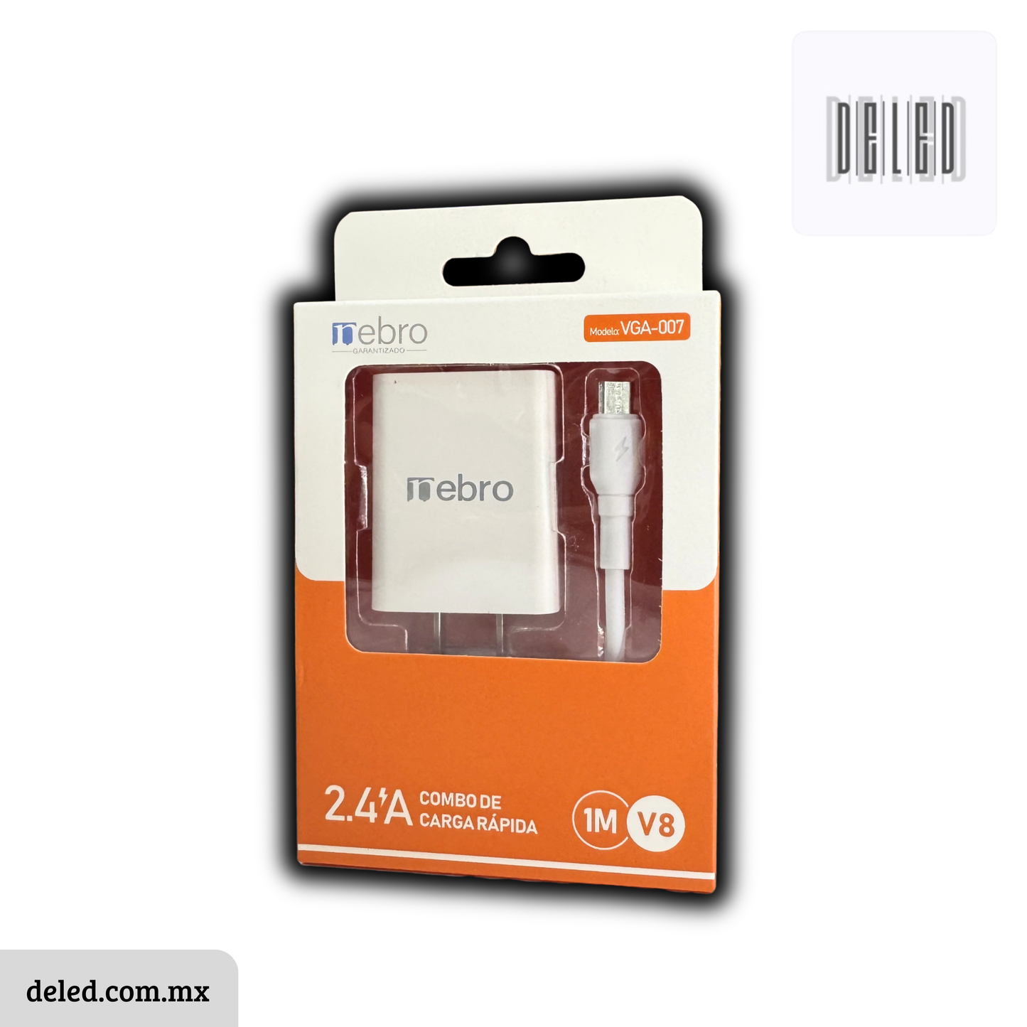 Cargador Completo con Cable USB V8 Micro USB 2.4A NEBRO VGA-007