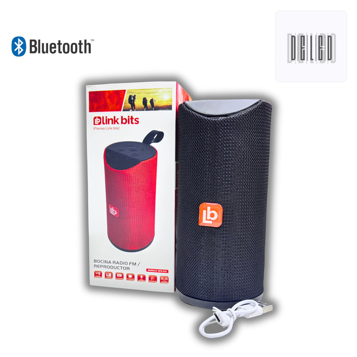 PROMOCION Bocina Bluetooth / Reproductor Bluetooth Inalámbrica Recargable LINK BITS RFR-232 (Sin Caja)