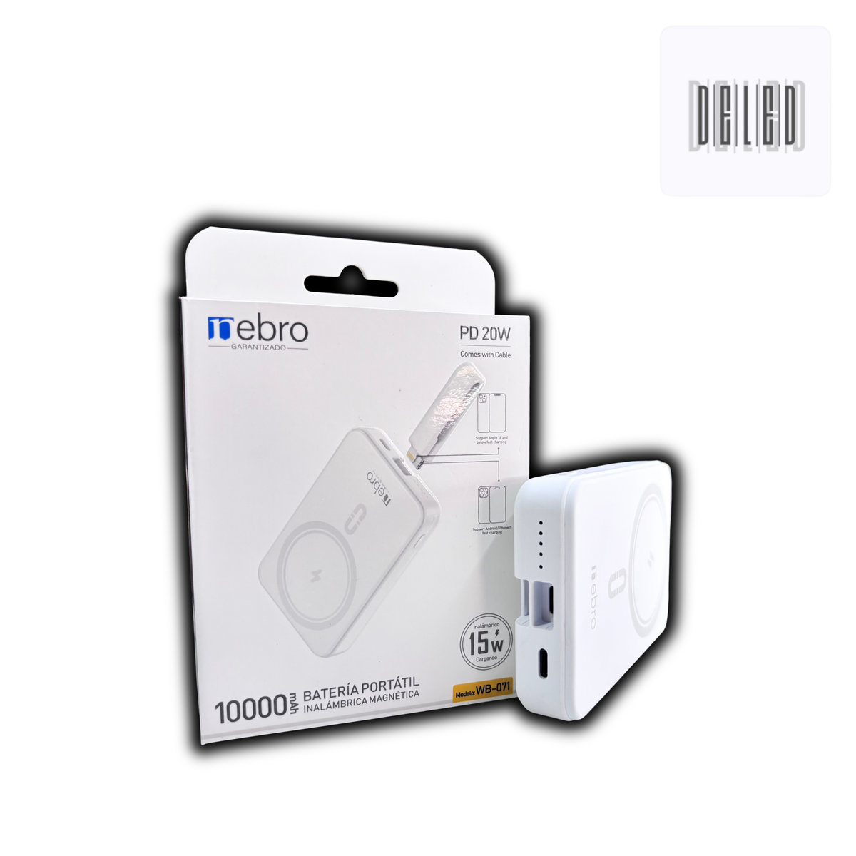 Batería Power Bank MagSafe Inalámbrica Magnética Recargable Portátil 10,000 mAh NEBRO WB-071