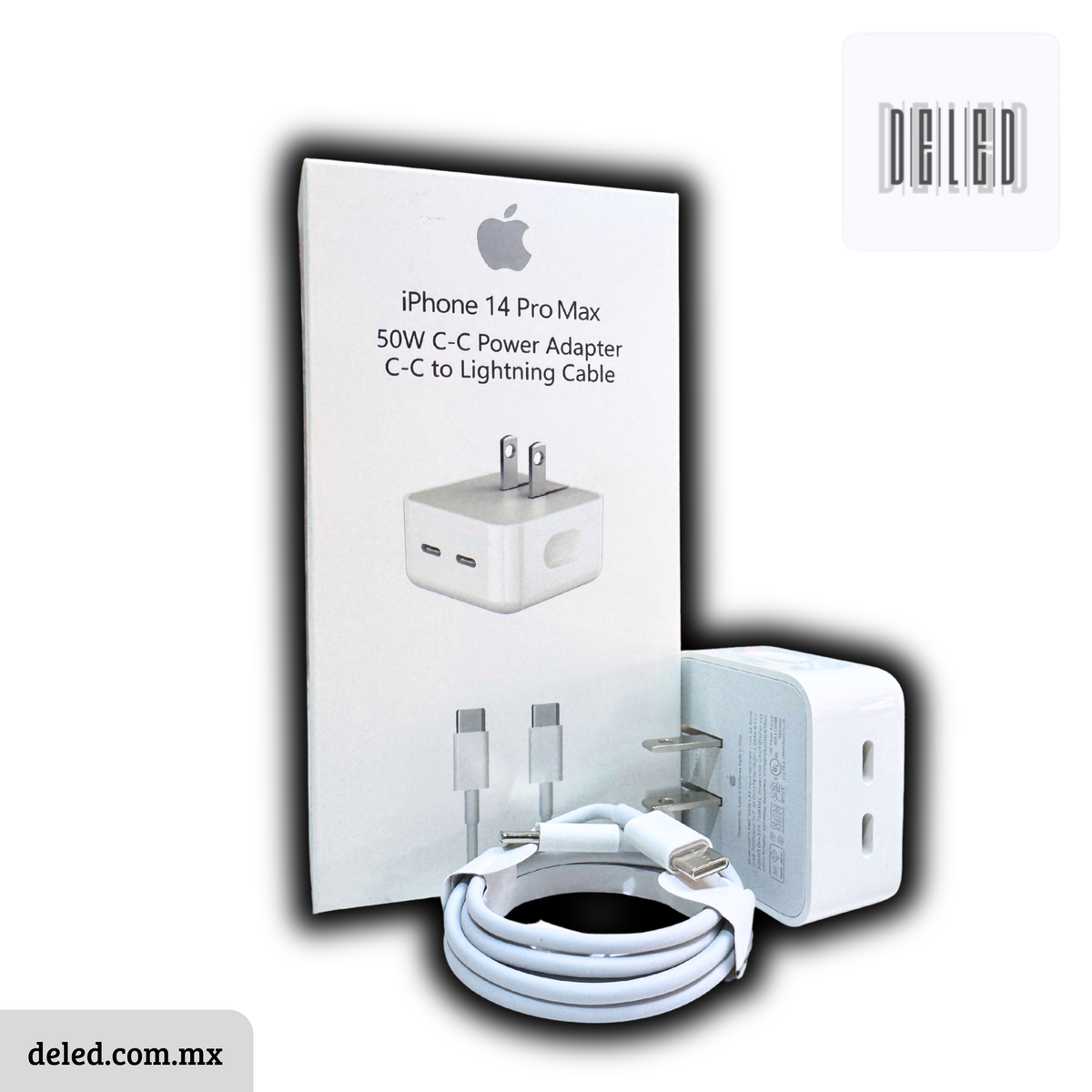 Cubo Cargador / Adaptador de Corriente TURBO Carga Rápida Doble Entrada USB-C 50w Calidad Original APPLE