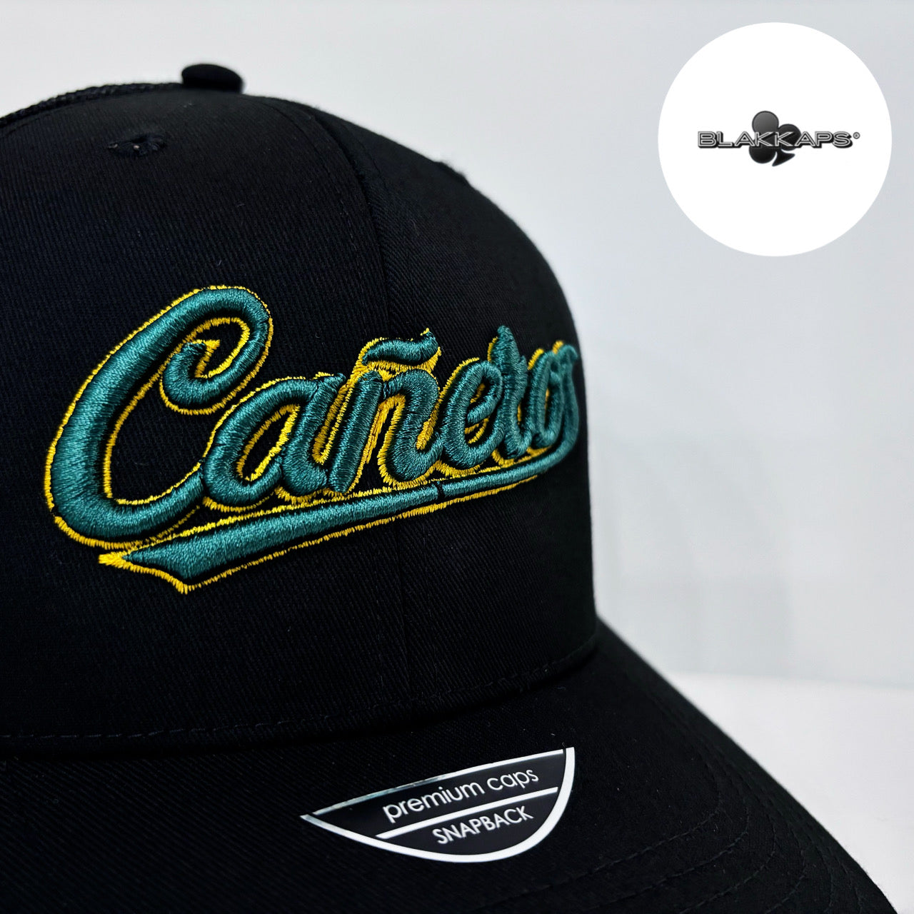 Gorra Negra CAÑEROS LM Bordada 3D BLAKKAPS®♣️