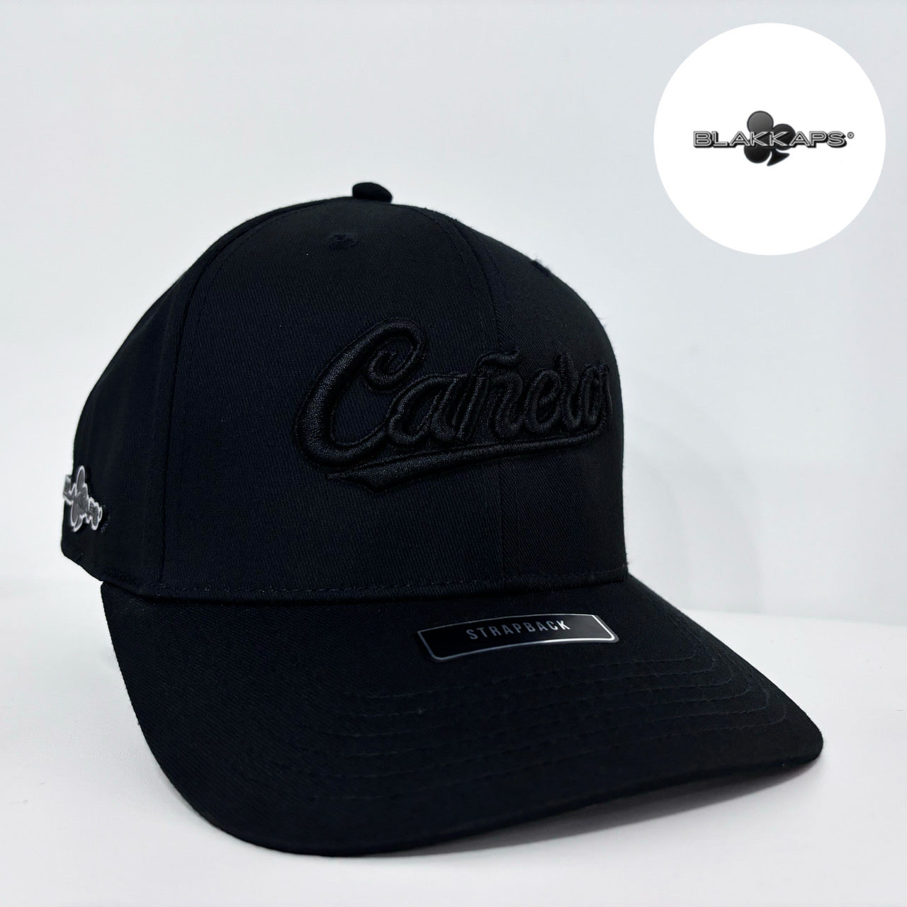 Gorra Negra CAÑEROS LM Bordada 3D Strapback BLAKKAPS®♣️