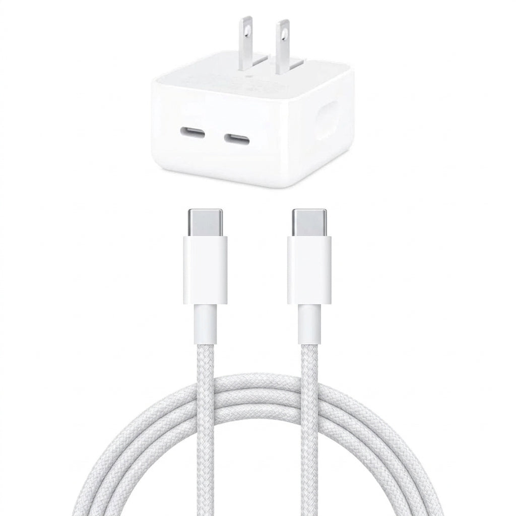 Cubo Cargador / Adaptador de Corriente TURBO Carga Rápida Doble Entrada USB-C 50w Calidad Original APPLE
