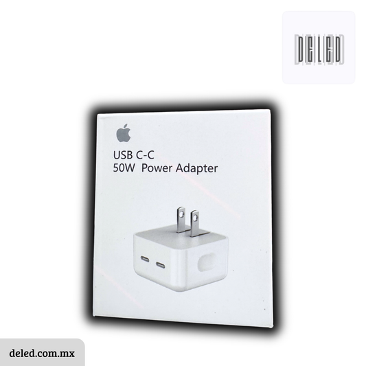 Cubo Cargador TURBO con Doble Entrada con Doble Entrada Tipo C USB-C 50w Calidad Original APPLE