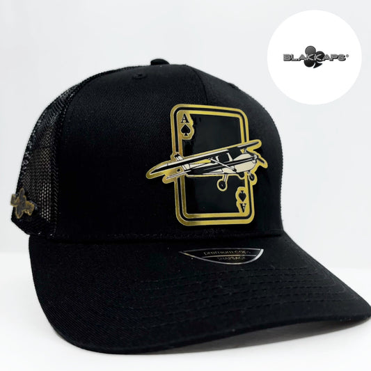 Gorra Negra CESSNA Placa 3D BLAKKAPS®♣️