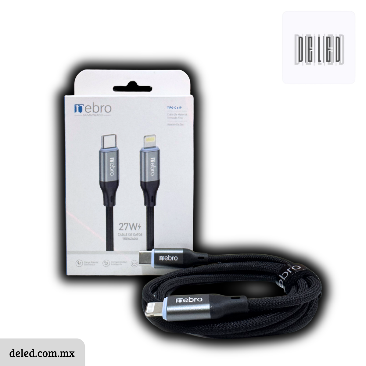 Cable Cargador TURBO USB-C Lightning para iPhone 1 Metro NEBRO WD-301TL