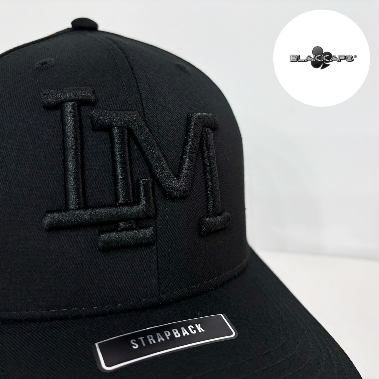 Gorra Negra LM CAÑEROS Bordada 3D Strapback BLAKKAPS®♣️