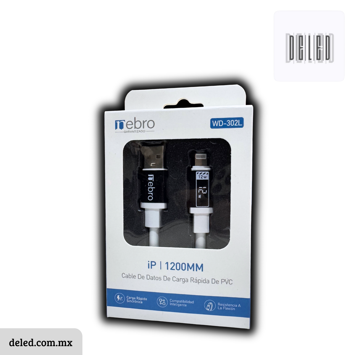 Cable Cargador USB Lightning para iPhone 1.2 Metros 2.4A Calidad Original NEBRO WD-302L