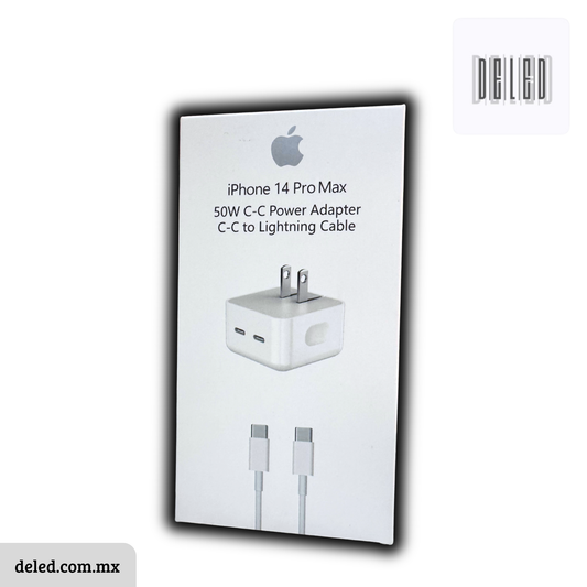 Cubo Cargador / Adaptador de Corriente TURBO Carga Rápida Doble Entrada USB-C 50w Calidad Original APPLE