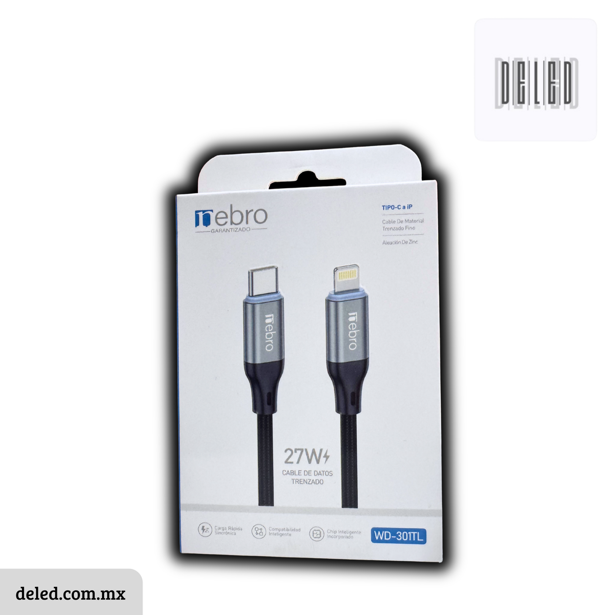 Cable Cargador TURBO USB-C Lightning para iPhone 1 Metro NEBRO WD-301TL