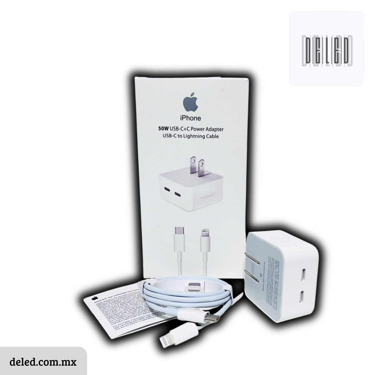 Cargador Completo TURBO con Doble Entrada con Cable USB-C a USB-C 50w Calidad Original APPLE