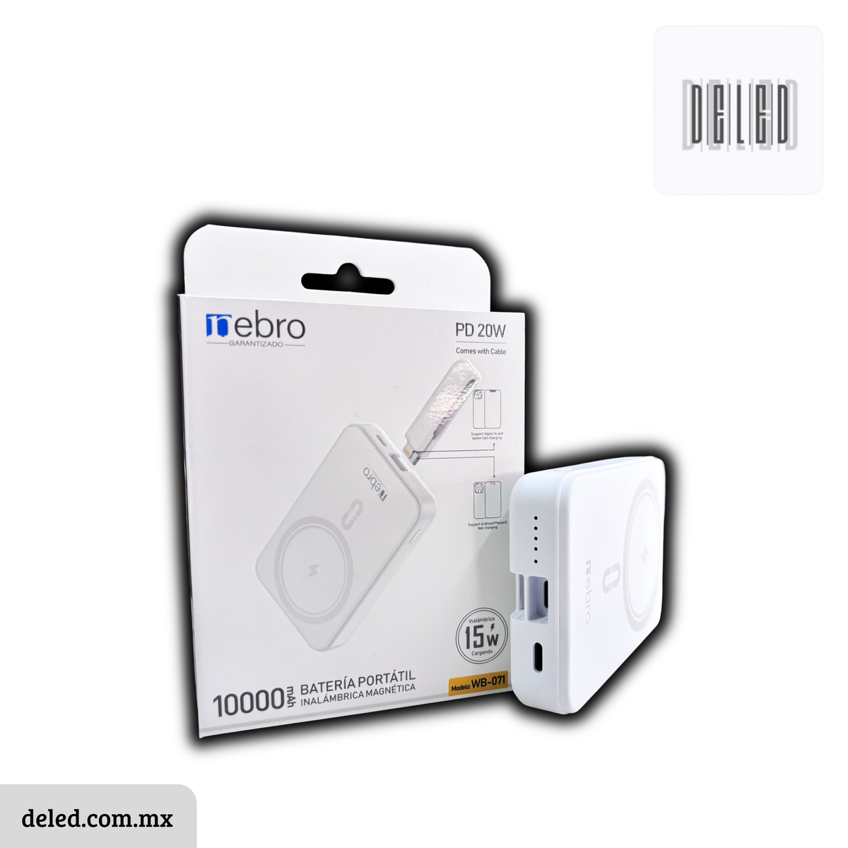 Batería Power Bank MagSafe Inalámbrica Magnética Recargable Portátil 10,000 mAh NEBRO WB-071