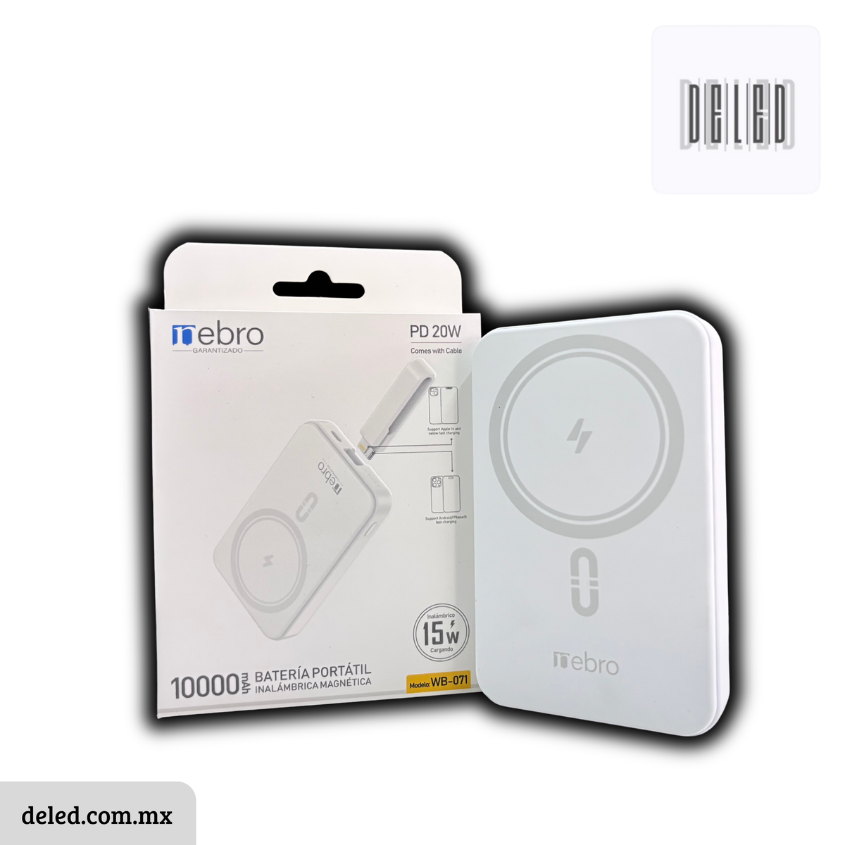 Batería Power Bank MagSafe Inalámbrica Magnética Recargable Portátil 10,000 mAh NEBRO WB-071