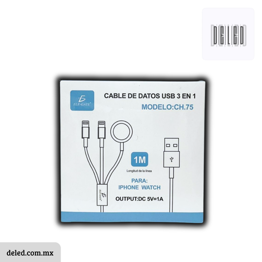 Cable Cargador USB Magnético para Apple Watch / SmartWatch con 2 Cables Lightning ELE-GATE CH.75