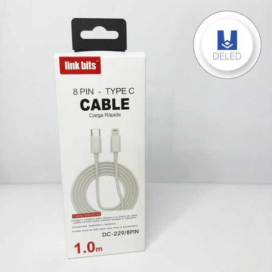 Cable Cargador USB Tipo C a Lightning Carga Rápida para iPhone LINK BITS DC-229/8PIN