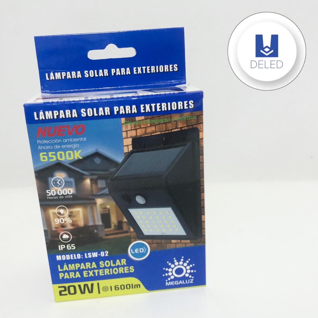 Lámpara LED / Luminaria LED Solar 20w con Sensor de Movimiento Recargable MEGALUZ LSW-02
