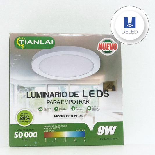 Luminario LED / Plafón LED para Sobreponer Circular con Base 9w TIANLAI TLPF-06