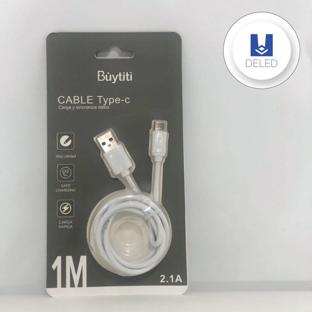 Cable Cargador USB Tipo C 1 Metro 2.1A Calidad Original BUYTITI BT-TYP –  DELED Electronica y Accesorios
