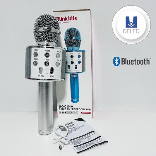 LIQUIDACION Micrófono Karaoke con Bocina Bluetooth Inalámbrico Recargable LINK BITS SPE-572