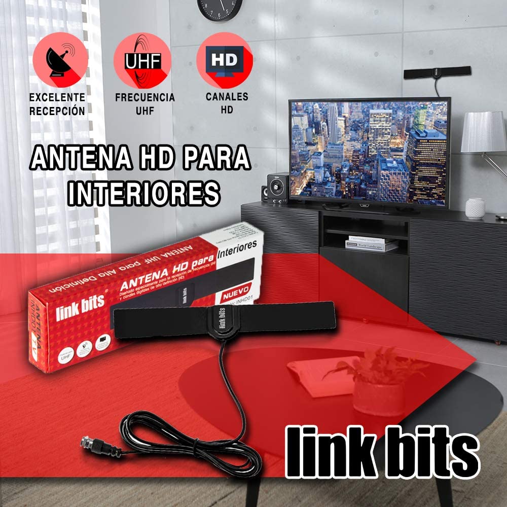 Antena de TV HD para Interiores UHF LINK BITS INHD01 – DELED Electronica y  Accesorios