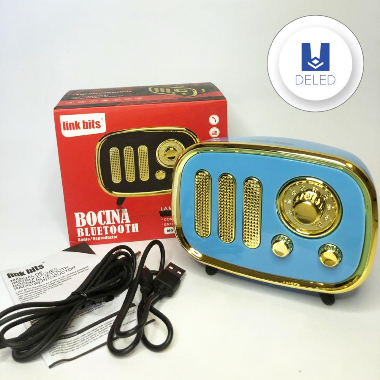 LIQUIDACION Bocina Bluetooth Inalámbrica / Radio Estilo Retro Recargable LINK BITS MB-063