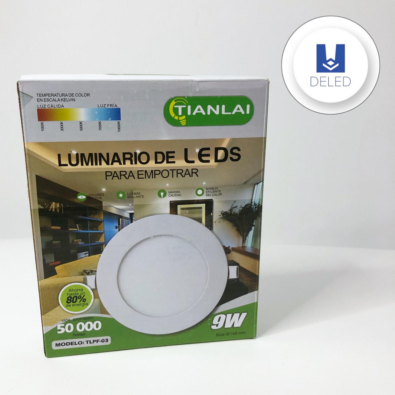 Luminario LED / Plafón LED para Empotrar Circular Plano 9w TIANLAI TLPF-03