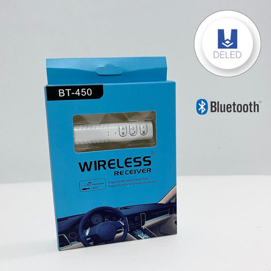Receptor de Audio Bluetooth Inalámbrico Recargable Entrada Auxiliar Jack 3.5mm WIRELESS BT-450