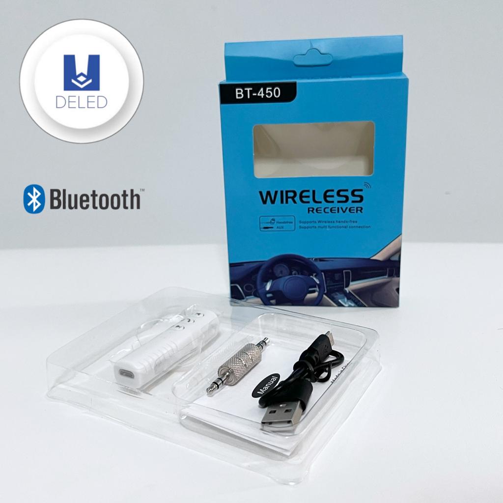Receptor de Audio Bluetooth Inalámbrico Recargable Entrada Auxiliar Jack 3.5mm WIRELESS BT-450