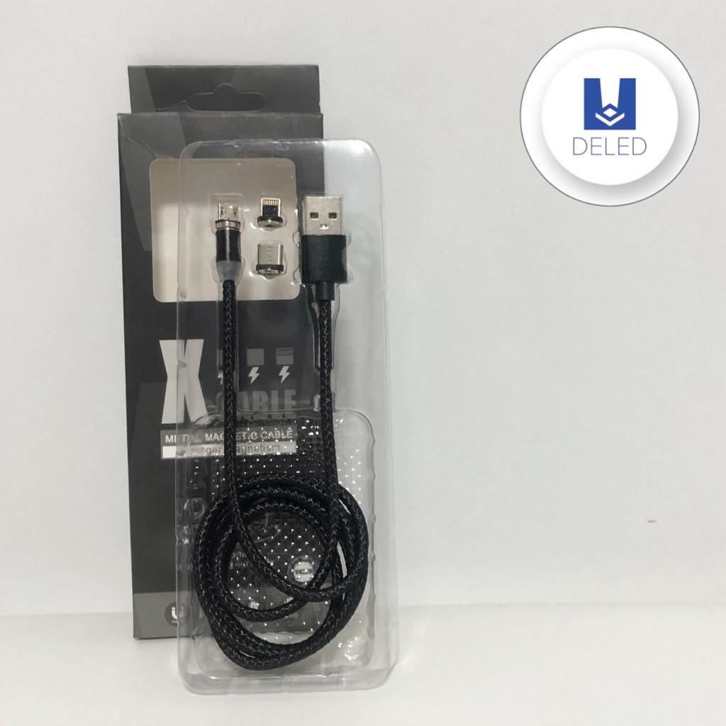 Cable Cargador USB Magnético con 3 Entradas (V8 Micro USB, Tipo C y Lightning) XCABLE CX-39