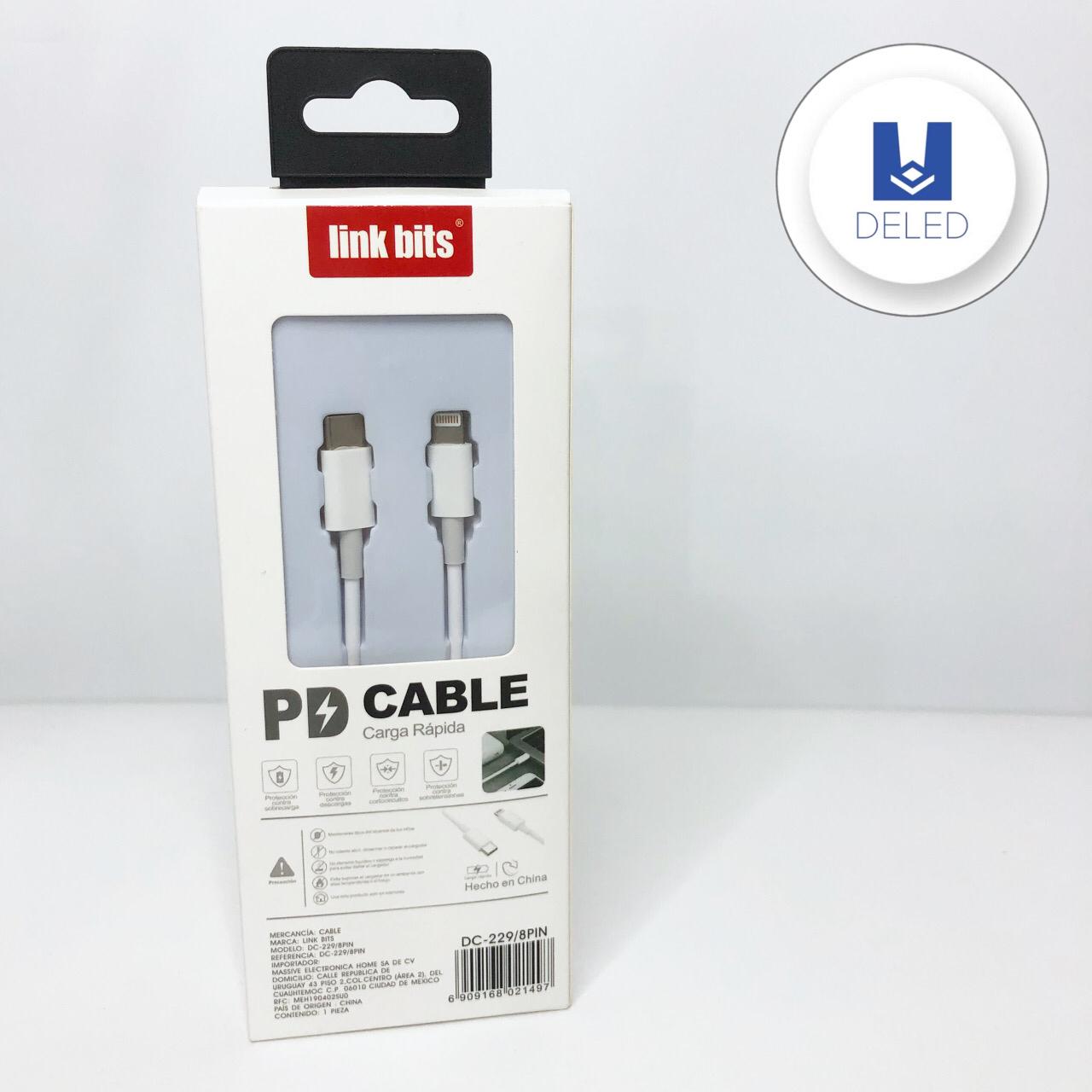 Cable Cargador USB Tipo C a Lightning Carga Rápida para iPhone LINK BITS DC-229/8PIN