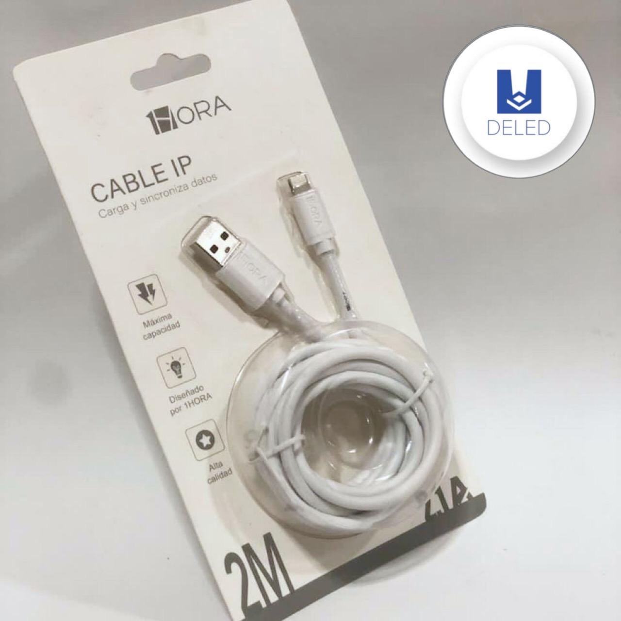 Cable Cargador USB Lightning para iPhone 2 Metros 2.1A Calidad Original 1HORA CAB206