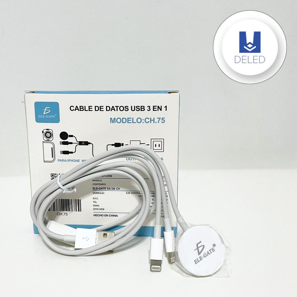 Cable Cargador USB Magnético para Apple Watch / SmartWatch con 2 Cables Lightning ELE-GATE CH.75