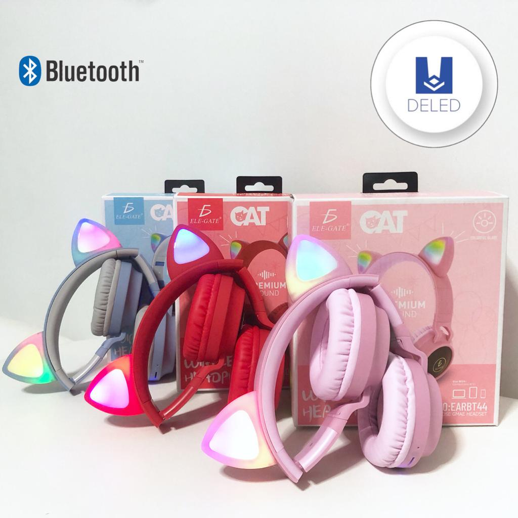 Audifonos bluetooth diadema inalambricos best sale con led gato rosado