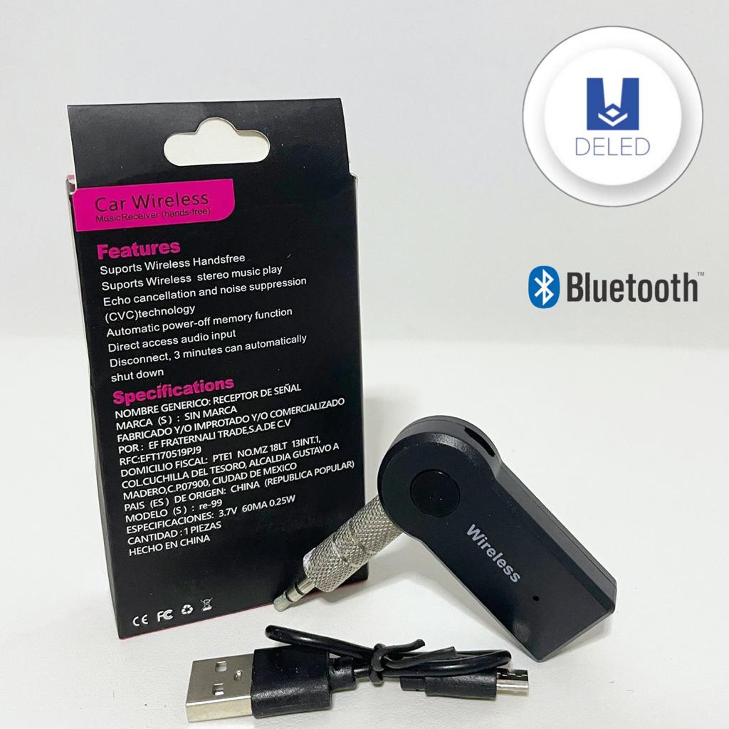 Receptor de Audio Bluetooth Inalámbrico Recargable Entrada Auxiliar Jack 3.5mm CAR WIRELESS RE-99