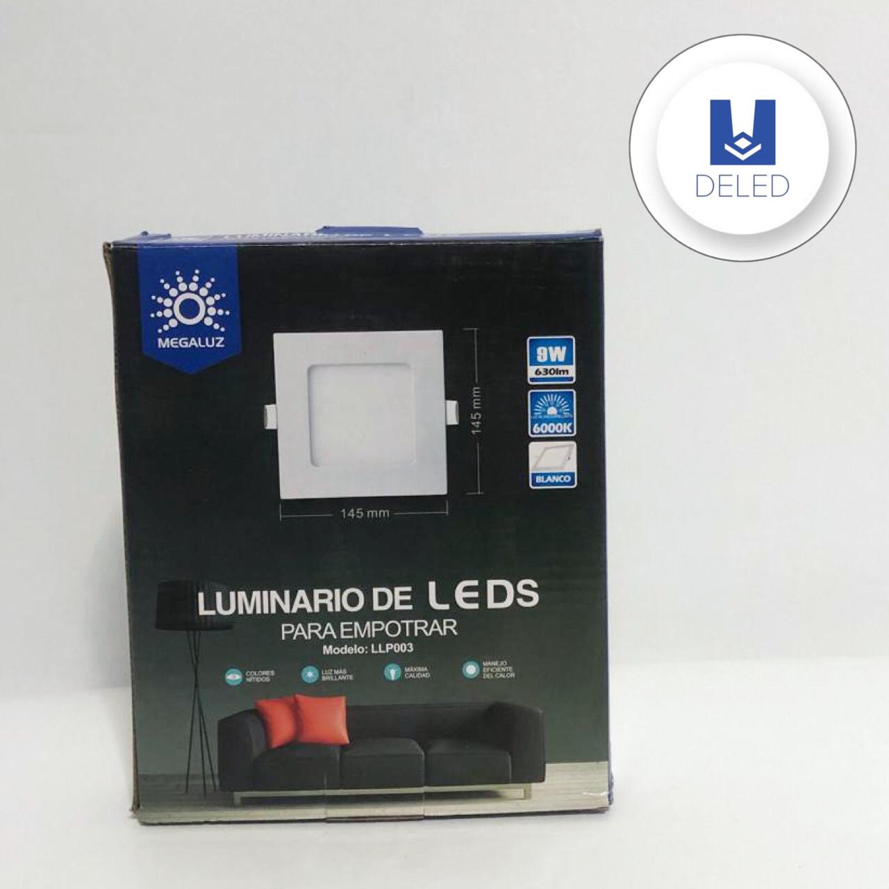 Luminario LED / Plafón LED para Empotrar Cuadrado Plano 9w MEGALUZ LLP003