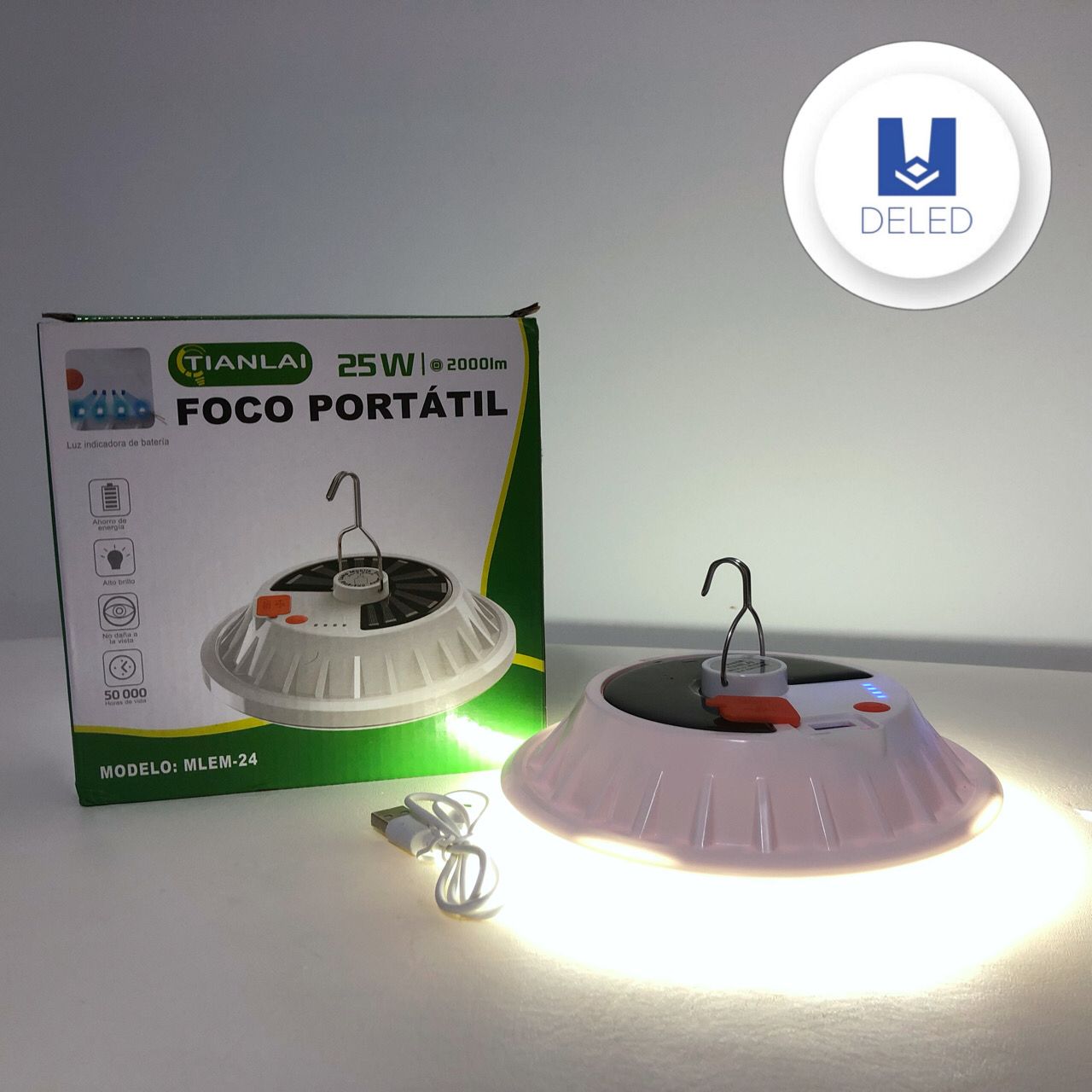 Foco LED portátil DARGO de funcionamiento híbrido con batería